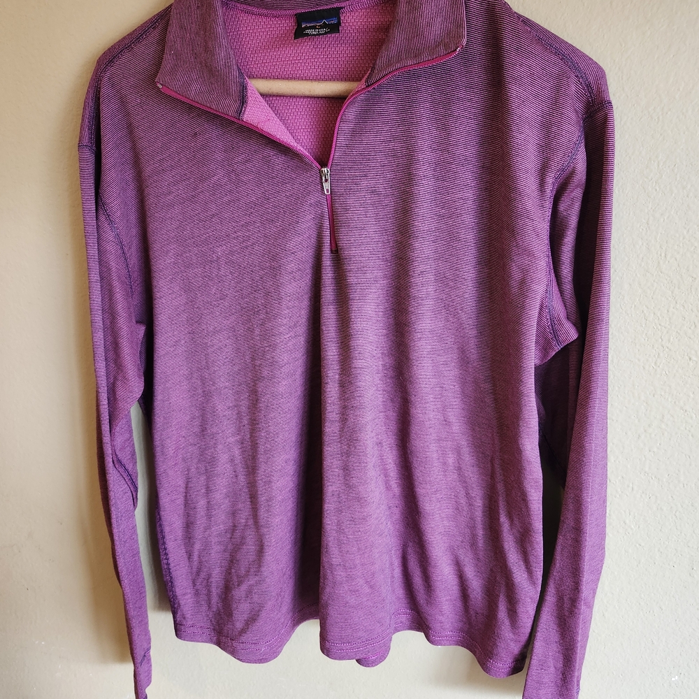 Patagonia Capilene Pullover Womens Large Purple Lightweight Quarter Zip Hiking